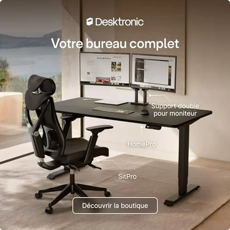 Höhenverstellbarer Schreibtisch - Höhenverstellbar Elektrisch mit Flüsterleisem Dual-Motor & Touchscreen - Hohe Tragfähigkeit - Stehtisch von Desktronic, Schwarz + Schwarz, 160x80 cm – Bild 10