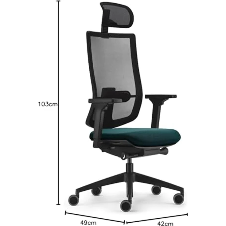 Sedus, se:do PRO Light 2, ergonomischer Bürostuhl, Netzmembran, Petrol, Lordosenstütze, Nackenstütze, höhenverstellbar – Bild 4