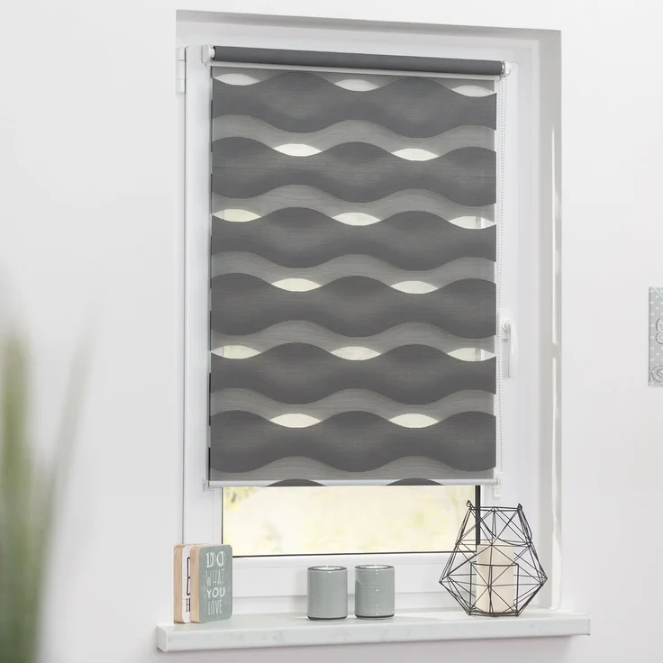 Lichtblick Sonnenschutzsysteme GmbH Doppelrollo Stockholm 110 cm x 150 cm (BxL) Anthrazit Duo Rollo in extravagantem Stil; Klemm- und schraubbar; Lichtdurchlässig und blickdicht – Bild 4
