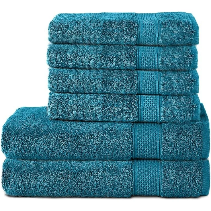 Komfortec Handtücher Set 6-teilig aus 100% Baumwolle | 2x Badetücher 70x140 cm, 4x Handtücher 50x100 cm, Frottee, Weich und Saugstark, Türkis
