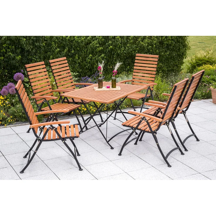 Schlossgarten Gartenmöbel Set 7tlg, Klappsessel & 120 x 80 cm