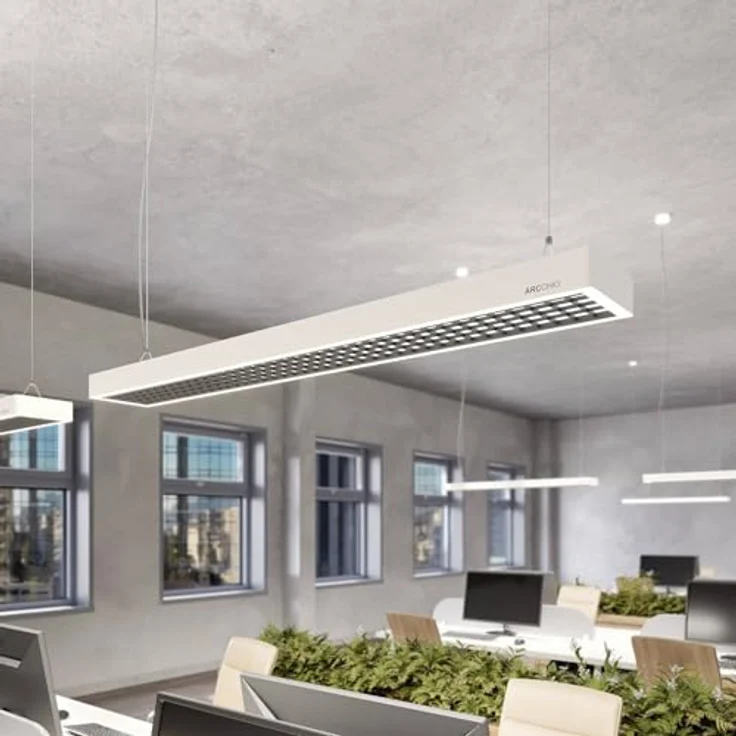Arcchio LED Büroleuchte Susi, 2-flammige Pendelleuchte in Weiß aus Aluminium, energiesparend mit Leuchtmittel inklusive – Bild 2