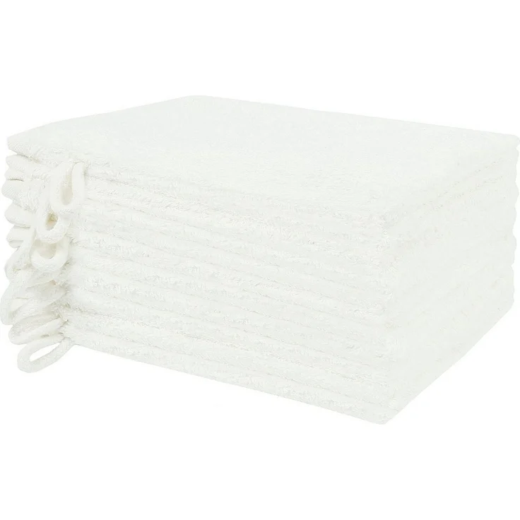 NatureMark Waschhandschuh Waschhandschuhe 500 gsm (10er-Set), 100% Baumwolle (10-St), Premium Frottier Waschhandschuhe, 15x21cm, Naturweiß – Bild 1