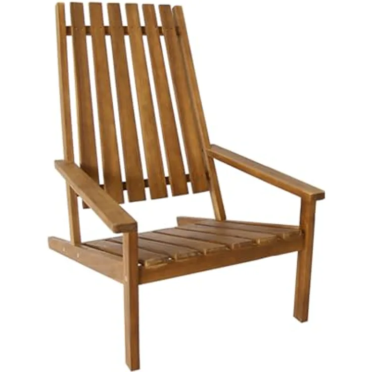 HC Garten & Freizeit Liegestuhl Adirondack, Akazienholz mit Kissenauflage, ergonomische Liegefläche, witterungsbeständig, 92,5 x 61,5 x 90,5 cm