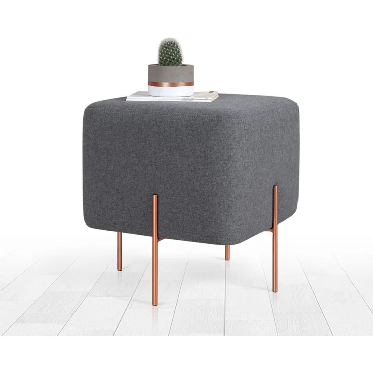 Hanah Home 'Copper 59 - Dark Grey' Pouffe, Dunkelgrau, 40 x 42 x 40 cm – Bild 5