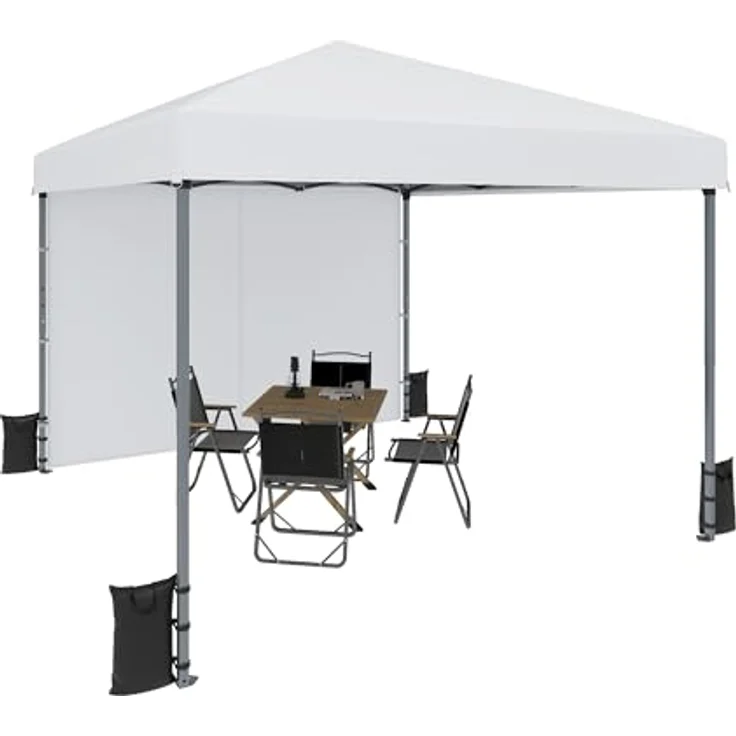 YITAHOME 3x3 m Pop-Up Pavillon | wasserdicht Faltpavillon | Anti-UV Gartenzelt Partyzelt | mit Tragetasche und Seilen | für Terrasse Strand Camping Markt Festival (Weiß+Einteiliges Tuch) – Bild 2