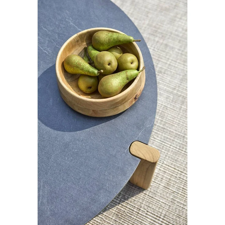 Gartencouchtisch Domino aus Teakholz, modern rund, anthrazit und natur, Ø 90 cm – Bild 2