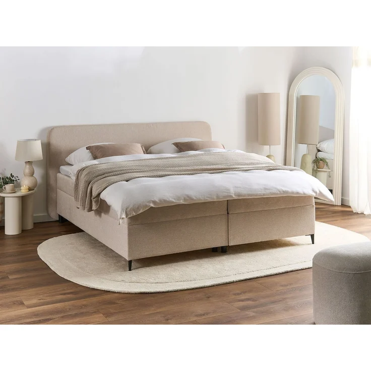 Boxspringbett mit Stauraum Stoff REGENT 180x200 cm Hellbeige – Bild 3