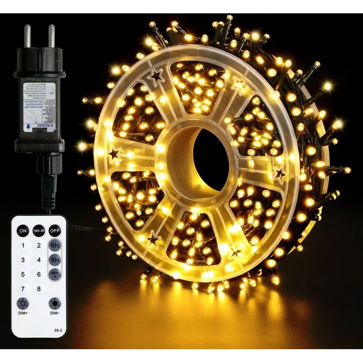 OZAVO LED-Lichterkette LED Weihnachtsbaum Lichterkette mit Fernbedienung, 30M-300 LEDs, 8 Modi, Timer & Memory für Weihnachtsdeko Innen & Außen