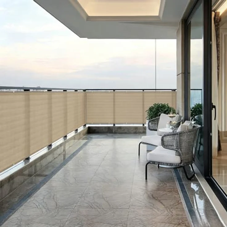 Sekey Balkon Sichtschutz HDPE 220g/m² | Wetterfest & Schnelltrocknend | Lichtdurchlässig & Blickdicht | 90x500cm, Taupe – Bild 2