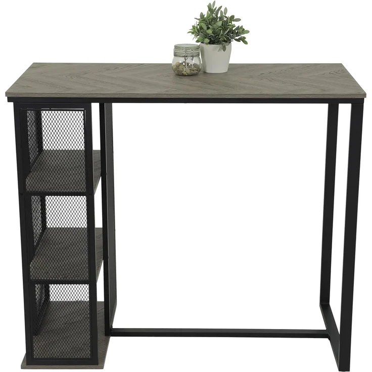 Hela Tische, Bartisch Bistrotisch Klara, Dekor Fischgrät Grau, Metall-Regal-Gestell, 120 x 60 x 103 cm – Bild 4