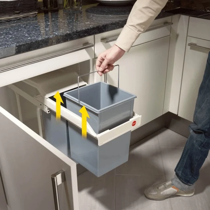 Hailo Schrank-Mülleimer Multi-Box Duo 2×14 L Cremeweiß Größe L 3659-001 415438 – Bild 7