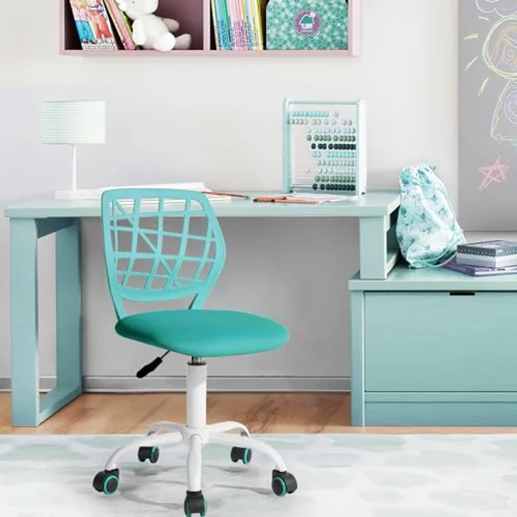 FurnitureR Home Office Stuhl, ergonomischer höhenverstellbarer Drehstuhl mit Rollen, moderner Computerstuhl für Arbeitszimmer und Büro – Bild 2