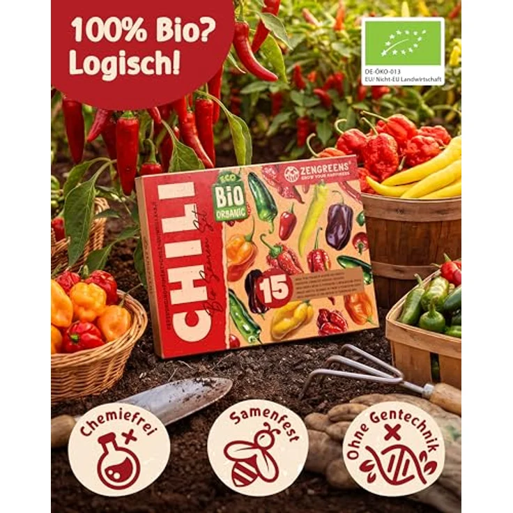 ZenGreens® - Bio Chilisamen im 15er Set - 15 Chili Samen für den einfachen Anbau im Garten, Balkon oder Hochbeet - Pflanzensamen - Saatgut – Bild 4