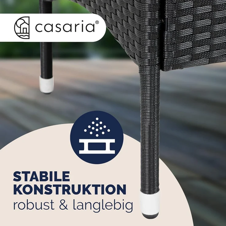Casaria Gartenbank, Sitzbank inkl. Auflagen Polyrattan 320kg Belastbar Tisch Garten – Bild 6