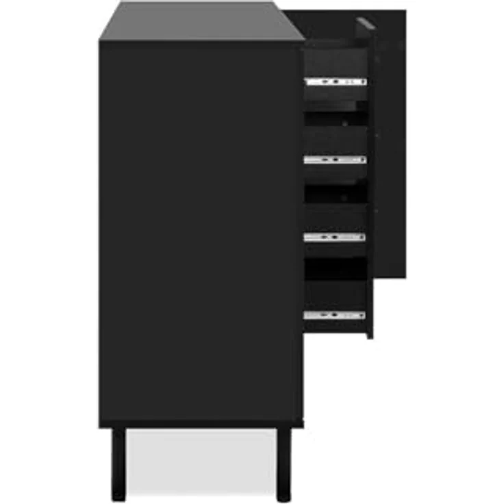 Livetastic Sideboard, Schwarz, Eiche Artisan, Metall, 2 Fächer, 4 Schubladen, 160x90x40 cm – Bild 8