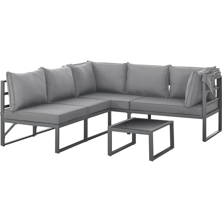 SVITA Gartenlounge-Set MAUI, (4-tlg), Outdoor-Möbelset mit Dach, Stahlgestell, Grau – Bild 6