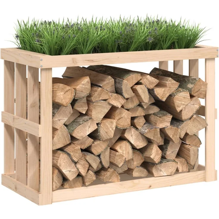 vidaXL Outdoor-Kaminholzregal 108x52x74 cm Massivholz Kiefer 822631 – Bild 4