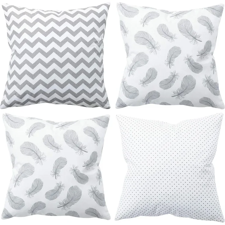 Amilian Dekokissen 4er Set - Dekokissen mit Füllung - 50x50 cm - Deko Kissen