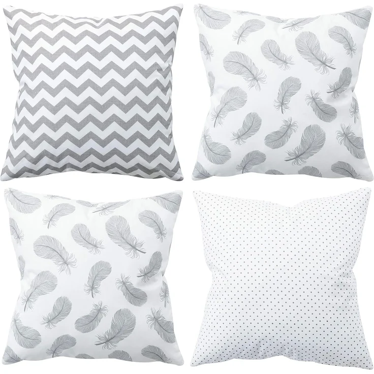 Amilian Dekokissen 4er Set - Dekokissen mit Füllung - 50x50 cm - Deko Kissen