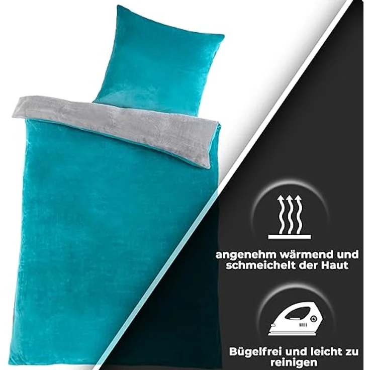 Malika Wendebettwäsche 135x200 + 80x80 cm Cashmere Touch Bettwäsche, atmungsaktiv, Mikrofaser, 2 teilig, Für Allergiker geeignet, pflegeleicht, angenehm weicher Stoff – Bild 4
