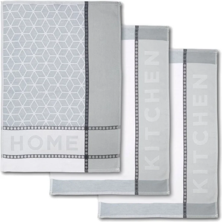 Dyckhoff Geschirrtuch HOME & KITCHEN, Maße je Tuch ca. 50x70 cm, aus 100% Baumwolle, (Set, 3-tlg), mit zwei verschiedenen Motiven – Bild 1
