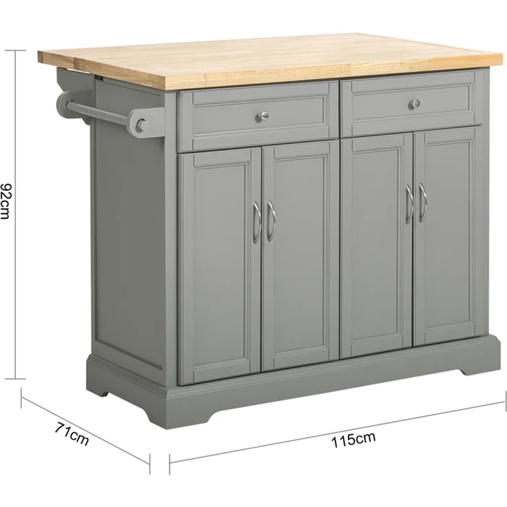 SoBuy FKW71-HG Kücheninsel, MDF, Lackiert, Grau, 115 x 92 x 71 cm – Bild 3