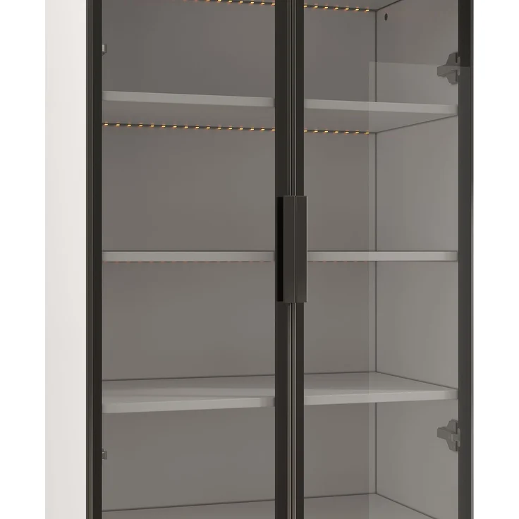 ZUBALIYA 120*40*160 cm große Vitrine mit LED-Beleuchtung – Kombinationsvitrine, Vitrine aus Rauchglas mit Aluminiumrahmen und zwei Türen im unteren Bereich, Bücherregal, Vitrine,Sideboard – Bild 13