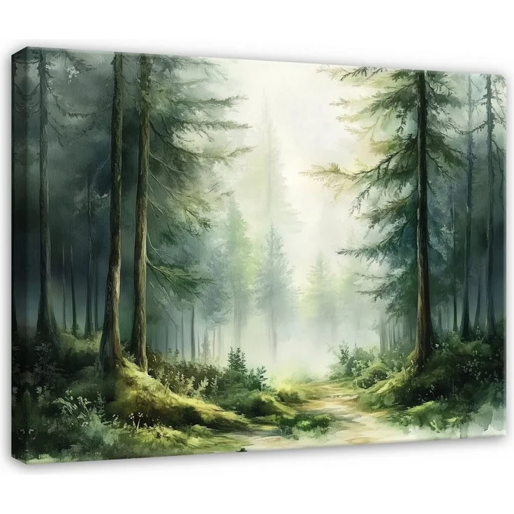 Wallarena Leinwandbild Wald Bäume - Grün - Modern - Wohnzimmer, Wald, 40 x 30 x 2 cm – Bild 2