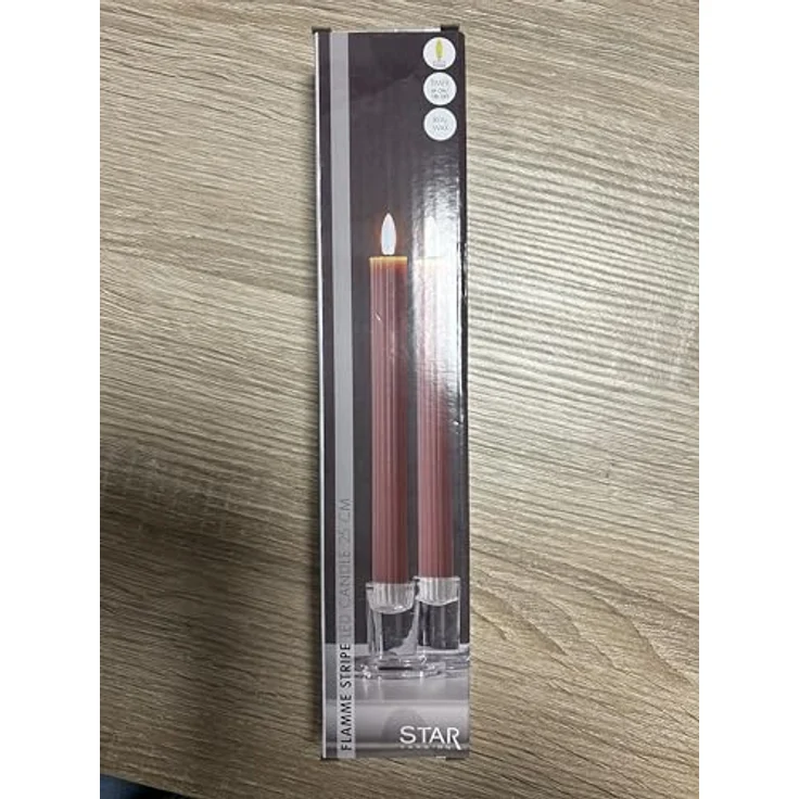 Star LED Echtwachs Kerze mit Timer, 2er Set, 25 x 2,1 cm, altrosa – Bild 2