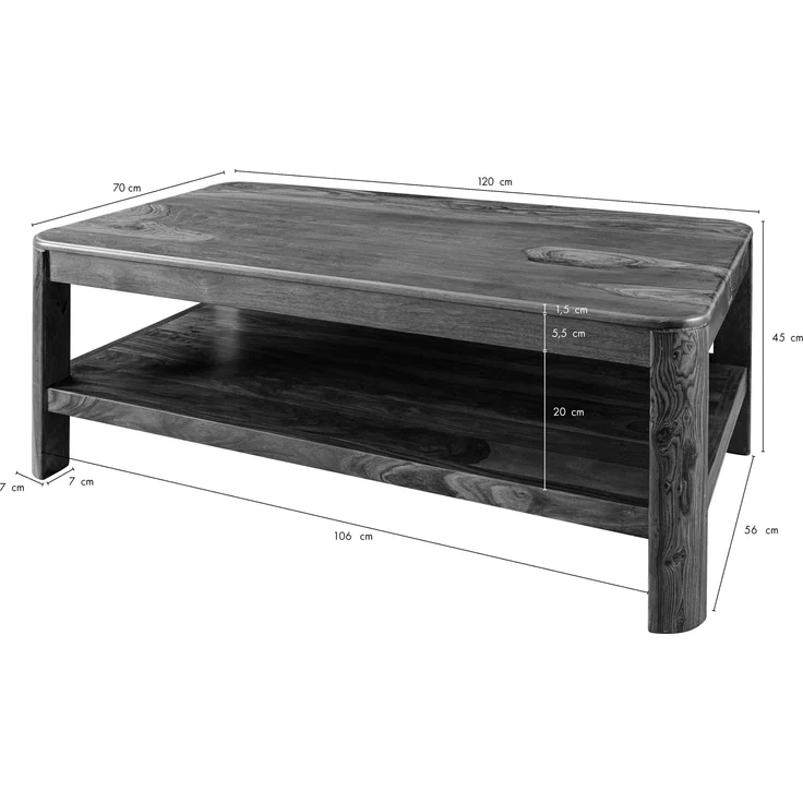 Couchtisch Sheesham 120x70x45 walnuss gewachst TORONTO #205 – Bild 8