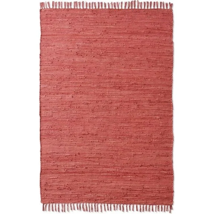 TaraCarpet Teppich Flickenteppich TaraCarpet Sylt mit Fransen, rechteckig, Höhe: 5 mm, Wohnzimmer Schlafzimmer Küchenteppich rot 160x230 – Bild 4