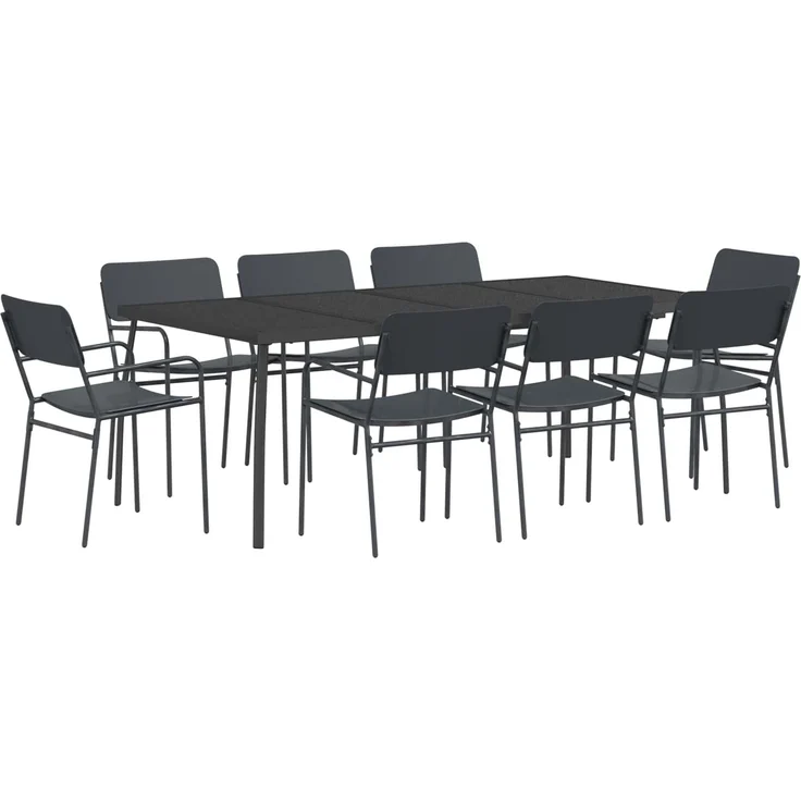 vidaXL Essgruppe 9 stk. Anthrazit 200 x 100 x 72 cm Stahl 3422865 – Bild 2