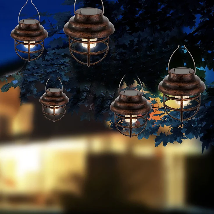 LED Solar Hängeleuchte, rostfarben, H 14 cm – Bild 8