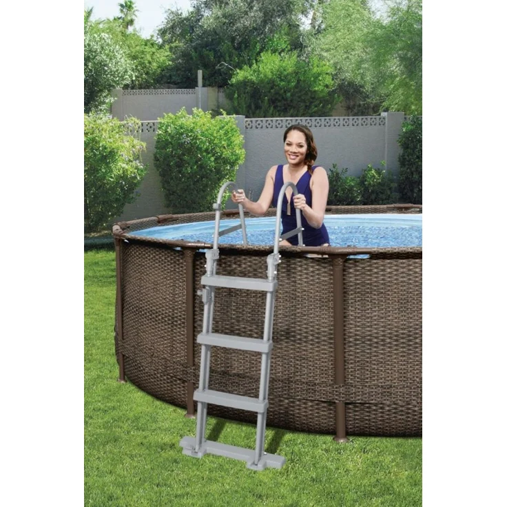 Bestway Steel Pro Max Frame Pool Komplettset Deluxe, rund, Rattan-Optik, 366 x 100 cm – Bild 8