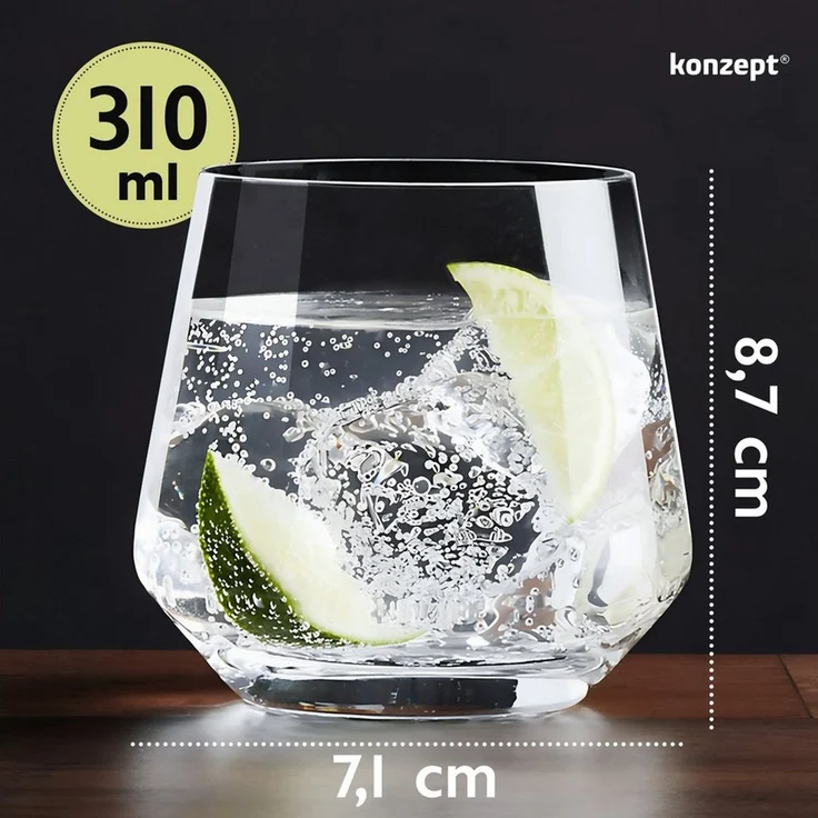 KONZEPT Gläser-Set 310 ml kleine Saftgläser, universal und spülmaschinenfest, 12-tlg, ideal als Trinkgläser, Wassergläser, Whiskygläser – Bild 4