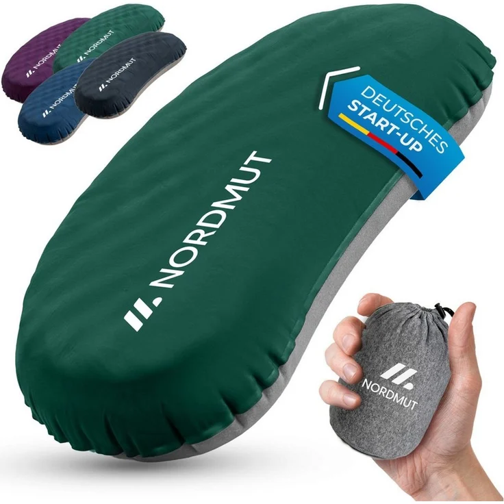 Nordmut Reisekissen aufblasbar & ergonomisch für Camping & Outdoor, kompakt & ultraleicht, Spar-Set, 1-tlg, Nordmut Rago + Kompressionsbeutel, Trekking, Schlafkissen für Nacht, waschbarer Bezug, Kompressionsbeutel – Bild 1