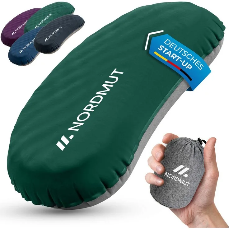 Nordmut Reisekissen aufblasbar & ergonomisch für Camping & Outdoor, kompakt & ultraleicht, Spar-Set, 1-tlg, Nordmut Rago + Kompressionsbeutel, Trekking, Schlafkissen für Nacht, waschbarer Bezug, Kompressionsbeutel