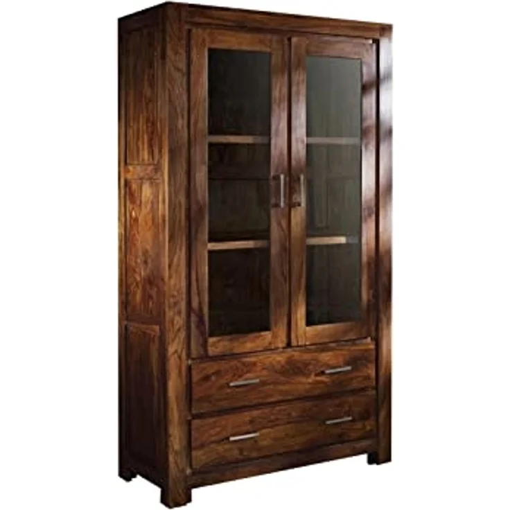 Massivmoebel24 Standvitrine (Vitrine Sheesham 100x45x180 life honey lackiert METRO LIFE #101) – Bild 1