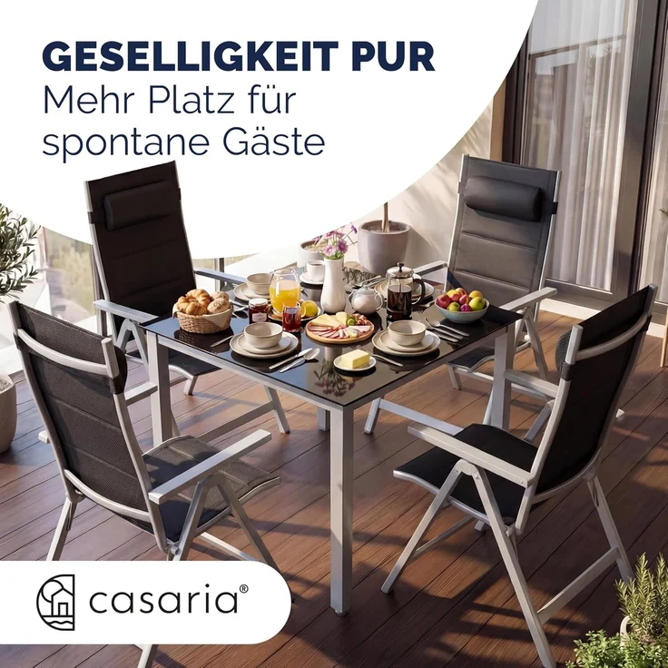 Casaria® Gartenstühle 2er Set Klappbar Gepolstert Alu 8- Fach Verstellbar 120 kg Belastbarkeit Wetterfest Outdoor Balkon Camping Hochlehner Klappstuhl – Bild 9