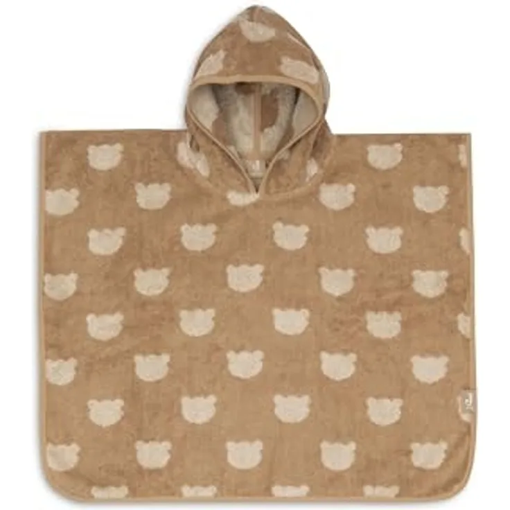 Jollein Badeponcho Kinder und Baby – Jacquard, Teddy Bear – 100% Baumwolle – Frottee – OEKO-TEX Zertifiziert – Poncho Handtuch – Badeponcho Baby für Mädchen und Jungen