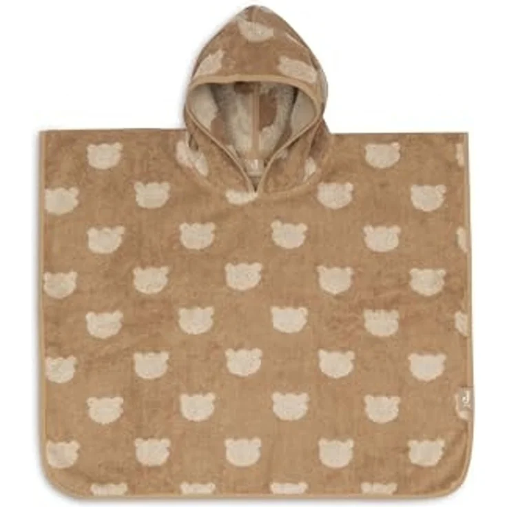 Jollein Badeponcho Kinder und Baby – Jacquard, Teddy Bear – 100% Baumwolle – Frottee – OEKO-TEX Zertifiziert – Poncho Handtuch – Badeponcho Baby für Mädchen und Jungen – Bild 1