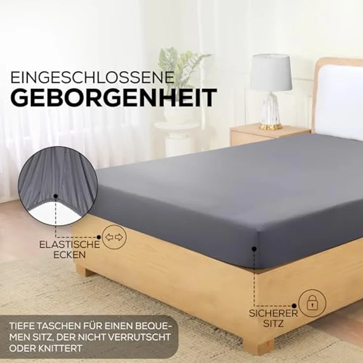 Utopia Bedding - Topper Spannbettlaken 140x200cm - Grau - Oeko-Tex Zertifiziertes Gebürstete Polyester-Mikrofaser Spannbetttuch - 15 cm Tiefe Tasche – Bild 4