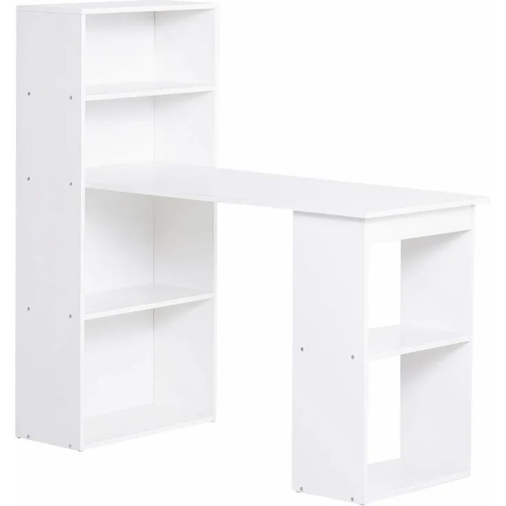 Schreibtisch Küchentisch mit Regal 120x55cm Computertisch Laptoptisch Arbeitstisch in Weiß für Büro & Home Office--Weiß--120x55x120cm--YOUDENOVA