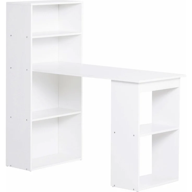 Schreibtisch Küchentisch mit Regal 120x55cm Computertisch Laptoptisch Arbeitstisch in Weiß für Büro & Home Office--Weiß--120x55x120cm--YOUDENOVA – Bild 1