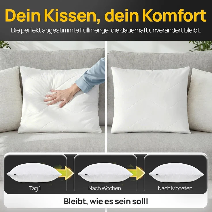 LILENO HOME Kopfkissen 40x40 (6er Set) – 95 °C waschbar, Oeko-Tex & Made in DE – Allergiker Kissen 40x40 für himmlischen Schlaf – Haut schmeichelndes & geruchsfreies Pillow – Bild 2