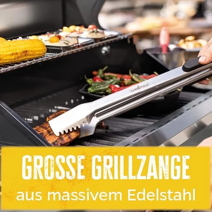 Grillfürst Grillzange Grillfürst Premium Edelstahl Grillzange mit Spatelkopf – Bild 3