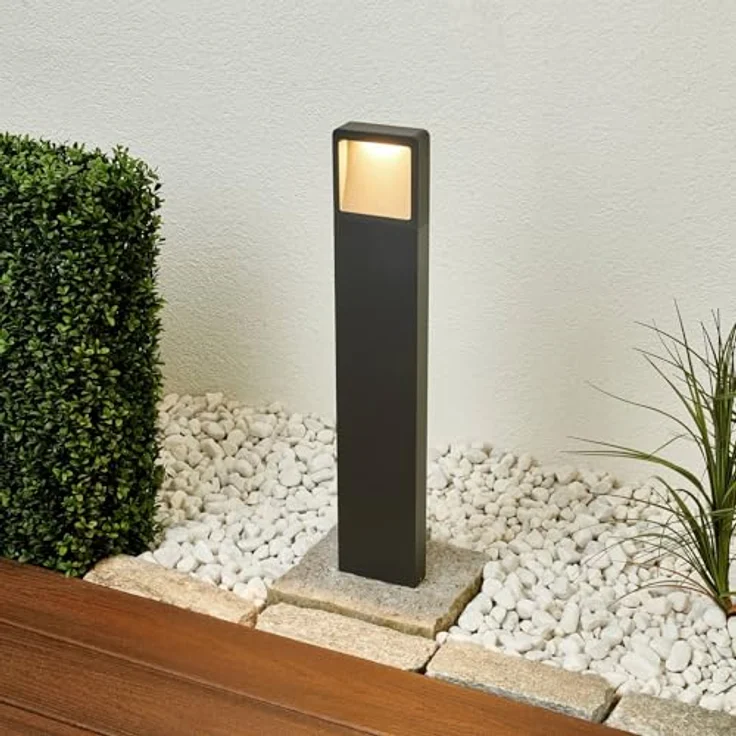 Lucande LED Wegeleuchte 65 cm, Pollerlampe aus Aludruckguss in grafitgrau, IP54, warmweiß 3000K, 243 lm – Bild 2