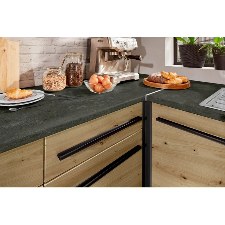 Yourkitchen 'JAZZ' Küchenschrank Eckunterschrank, Holznachbildung Eiche Artisan, 115 x 90 x 60 cm, mit Schublade – Bild 8