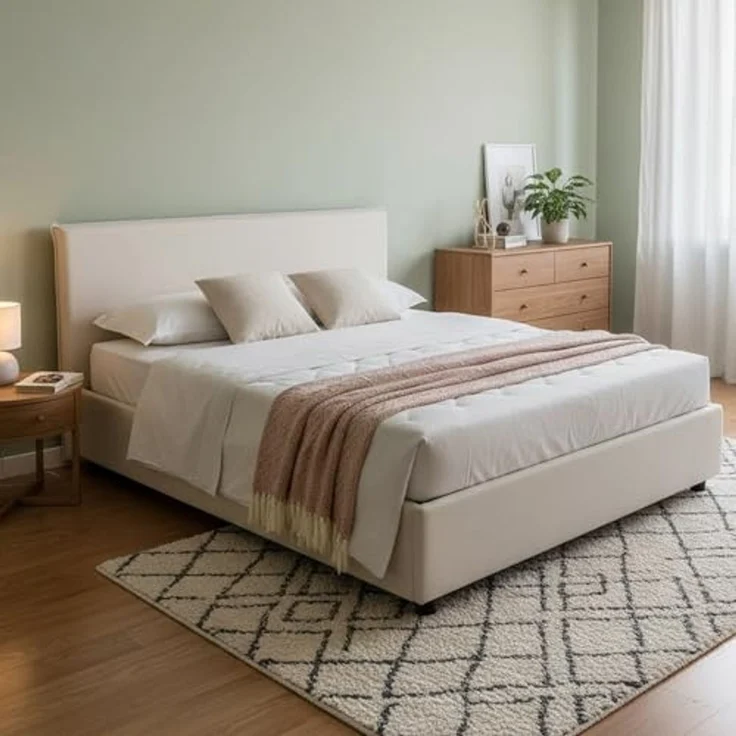 Talamo Italia - Doppelbett Bernadette, Stoffbett mit Stauraum, Frontöffnung, inklusive Matratze 140x200 cm, 100 % Made in Italy, Beige – Bild 1